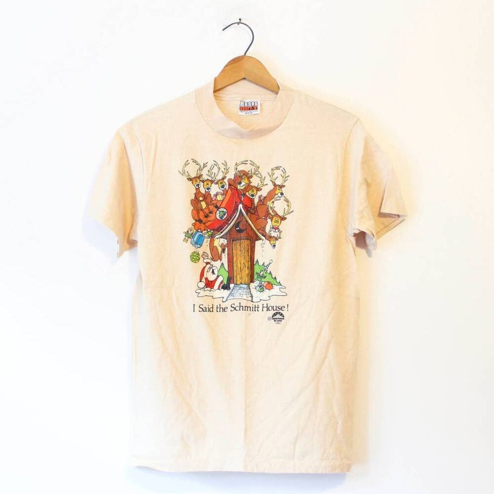 Vintage Santa Reindeer Christmas Holiday T Shirt